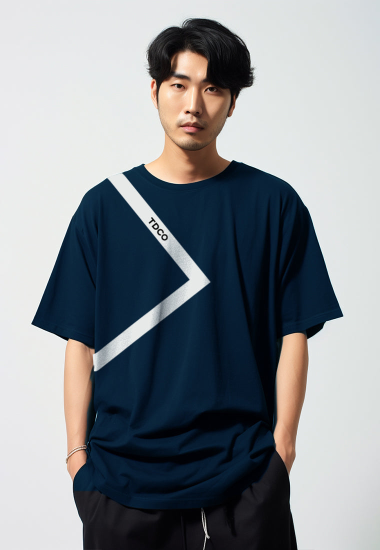 MTV67 Kaos Oversize Distro Pria Triangle Line Tdco navy