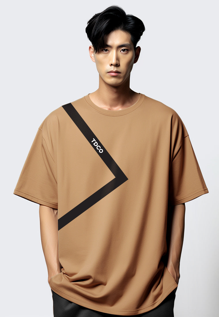 MTV68 Kaos Oversize Distro Pria Triangle Line Tdco khaki