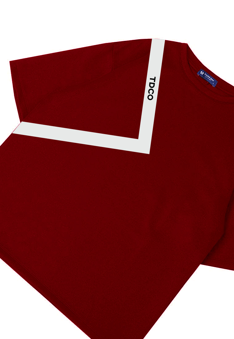 MTV69 Kaos Oversize Distro Pria Triangle Line Tdco maroon