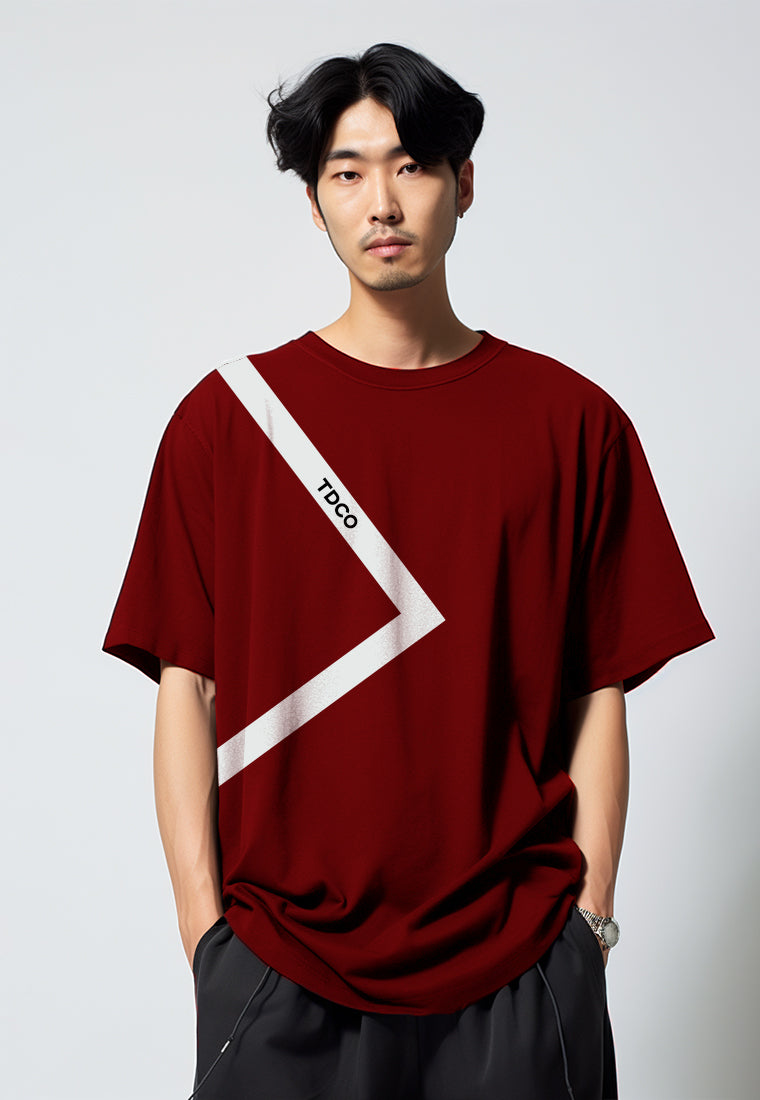 MTV69 Kaos Oversize Distro Pria Triangle Line Tdco maroon