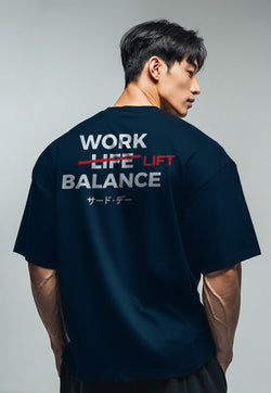 MTV70 Kaos Oversize Gym ScubaLux bahan tebal "work lift balance" navy