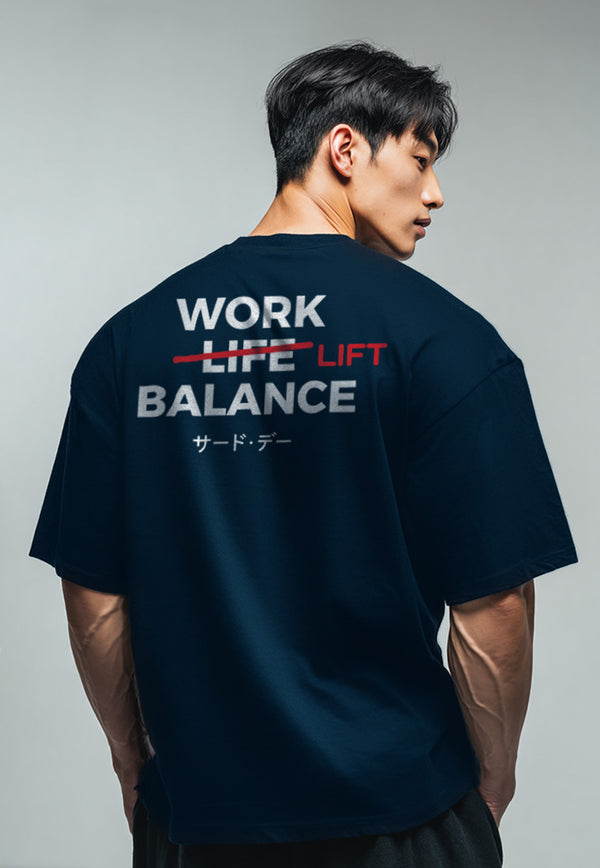 MTV70 Kaos Oversize Gym ScubaLux bahan tebal "work lift balance" navy