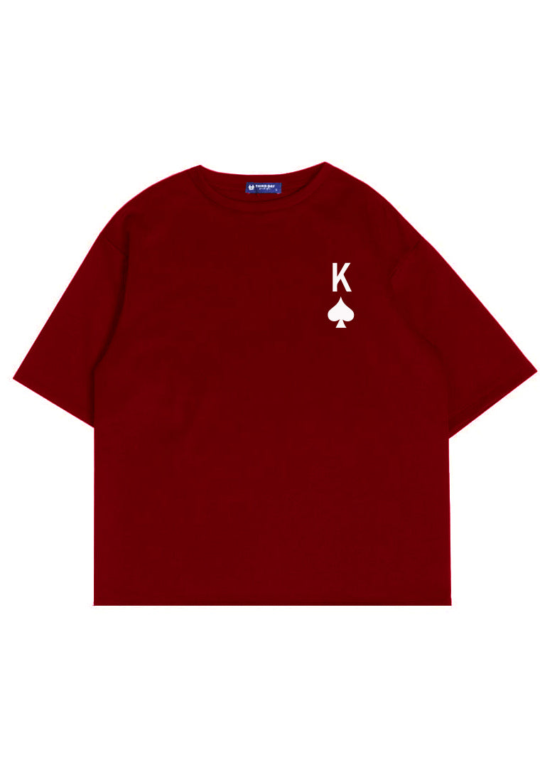 MTV73 Kaos Oversize Distro Pria King Spade Dakir Maroon