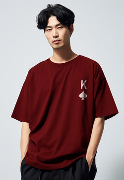 MTV73 Kaos Oversize Distro Pria King Spade Dakir Maroon