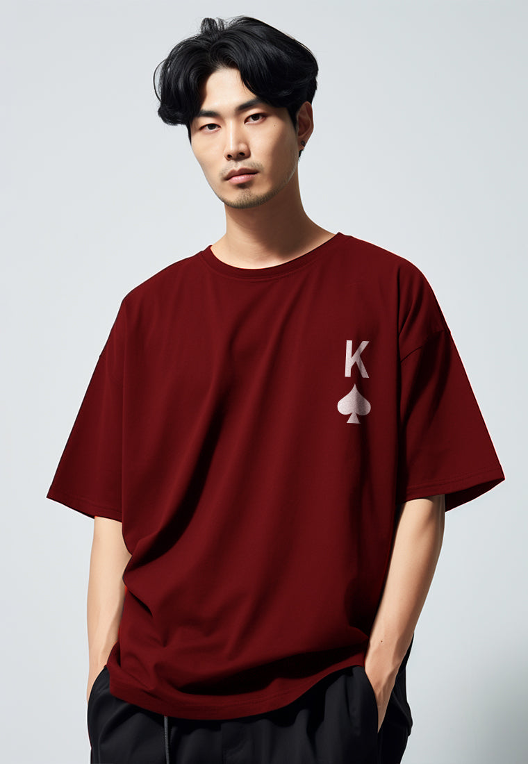 MTV73 Kaos Oversize Distro Pria King Spade Dakir Maroon