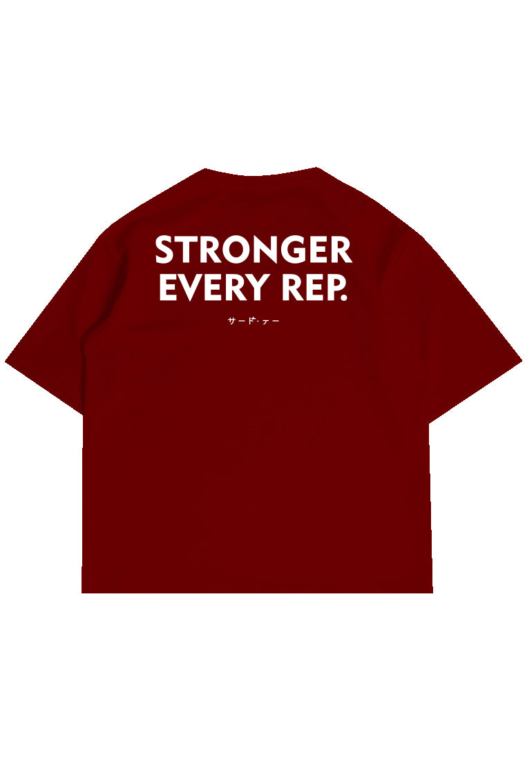 MTV75 Kaos Oversize Gym Bahan Tebal ScubaLux "Stronger Every Rep" Maroon