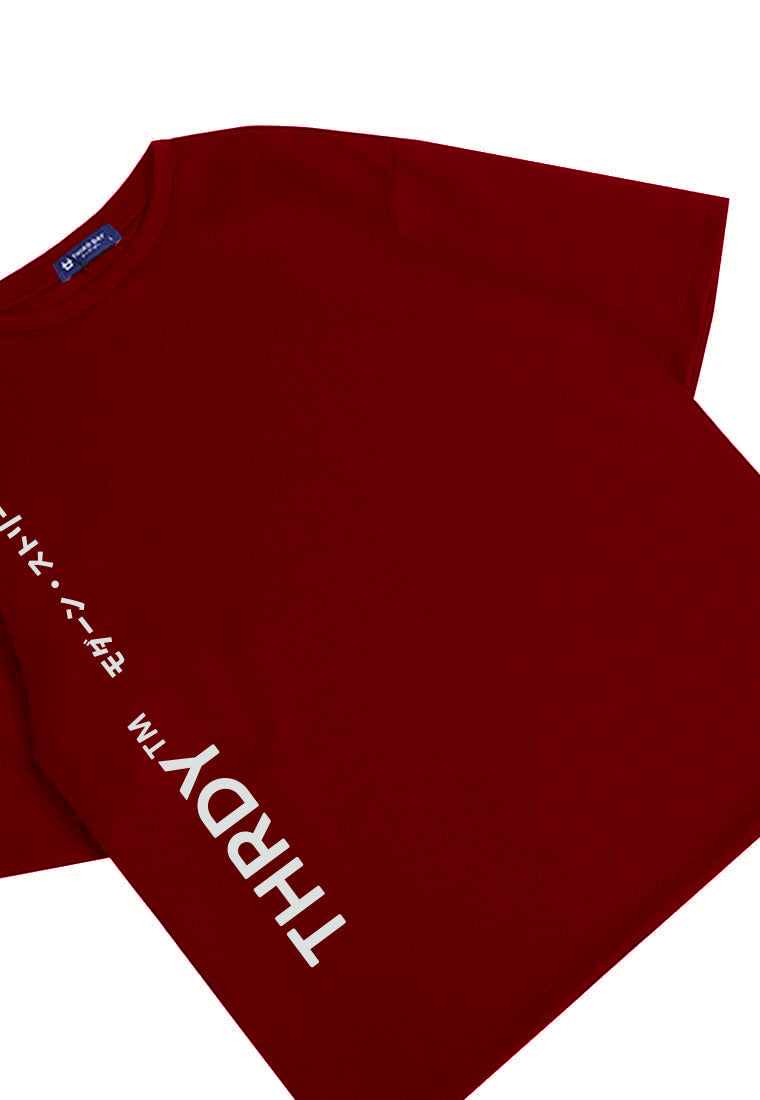 MTV78 Kaos Oversize Distro Pria Thirdday THRDY Tm Vertikal Maroon