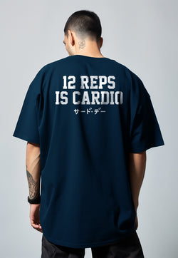 MTV81 Kaos Oversize Gym Scuba Tebal "12 reps cardio" Navy