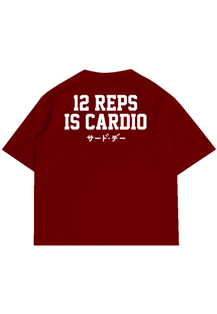 MTV82 Kaos Oversize Gym Scuba Tebal "12 reps cardio" Maroon