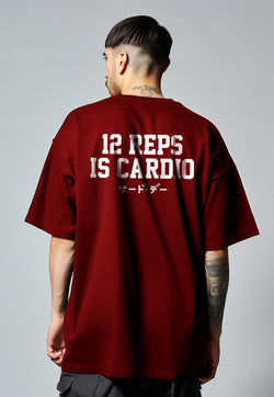 MTV82 Kaos Oversize Gym Scuba Tebal "12 reps cardio" Maroon