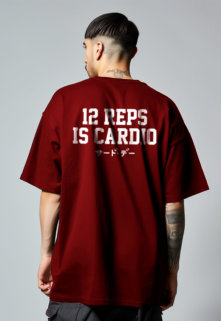 MTV82 Kaos Oversize Gym Scuba Tebal "12 reps cardio" Maroon