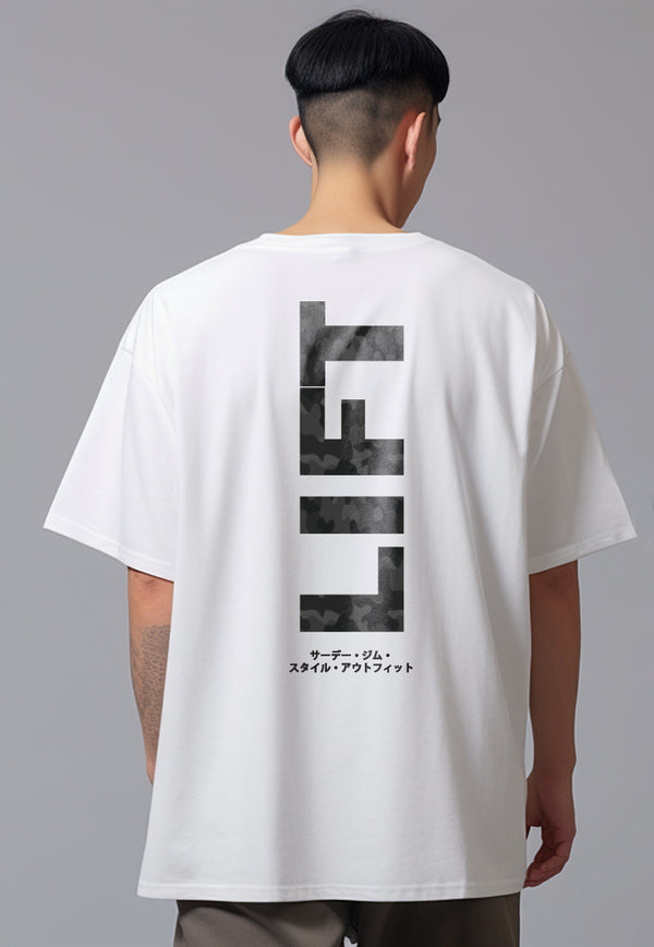 MTV83 Kaos Oversize Gym Pria Bahan Tebal LIFT Putih
