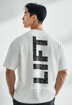 MTV83 Kaos Oversize Gym Pria Bahan Tebal LIFT Putih
