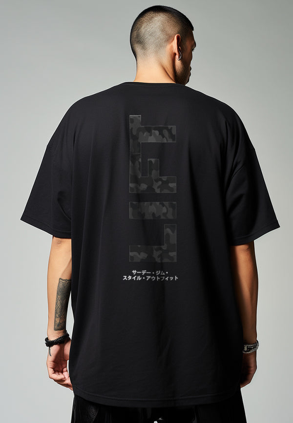 MTV84 Kaos Oversize Gym Pria Bahan Tebal LIFT hitam