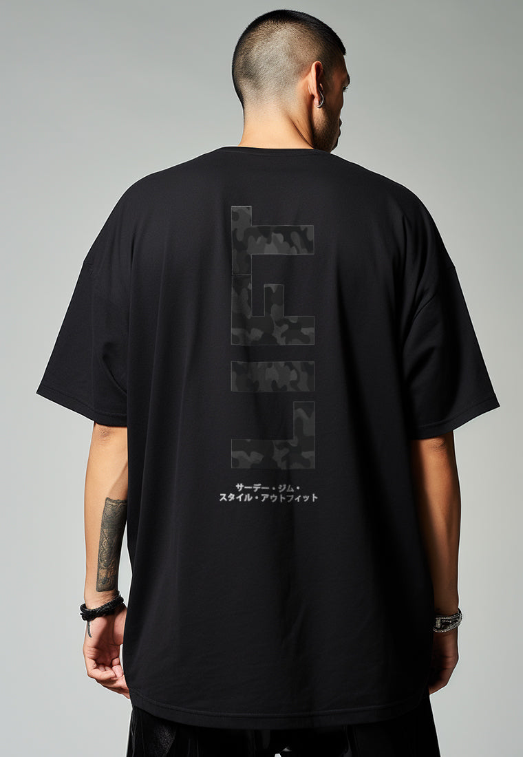 MTV84 Kaos Oversize Gym Pria Bahan Tebal LIFT hitam
