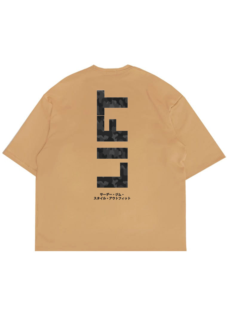 MTV85 Kaos Oversize Gym Pria Bahan Tebal LIFT khaki