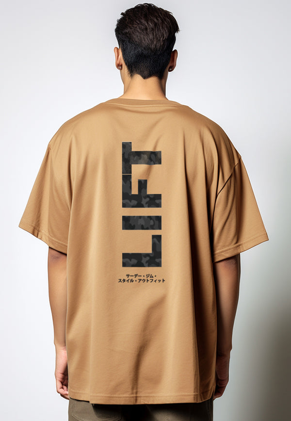 MTV85 Kaos Oversize Gym Pria Bahan Tebal LIFT khaki
