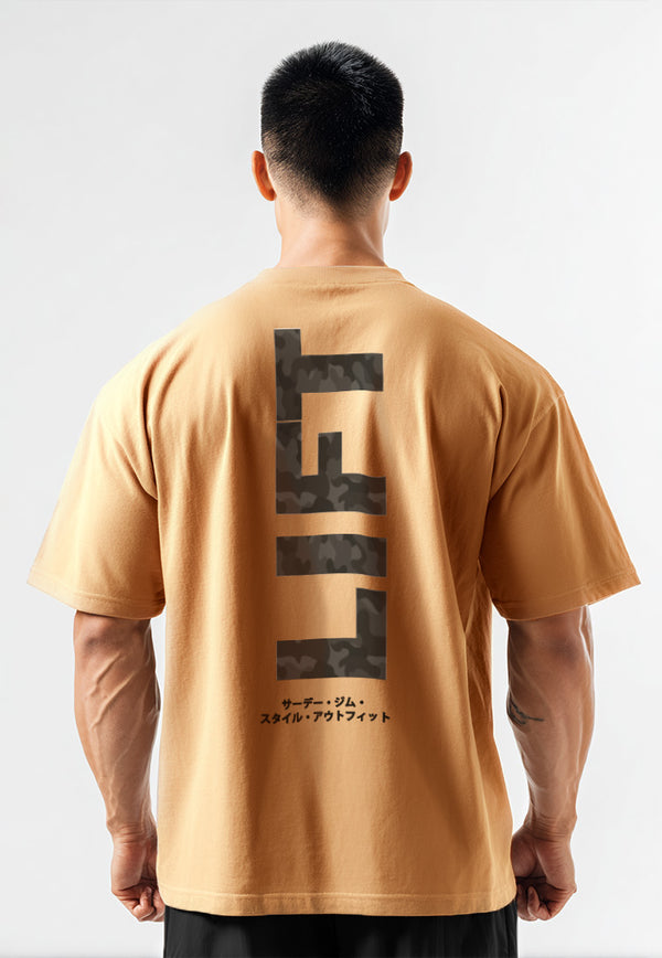 MTV85 Kaos Oversize Gym Pria Bahan Tebal LIFT khaki