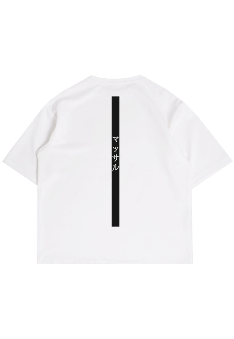MTV87 Kaos Oversize Gym Scuba Drifit Gambar Punggung "muscle katakana" putih