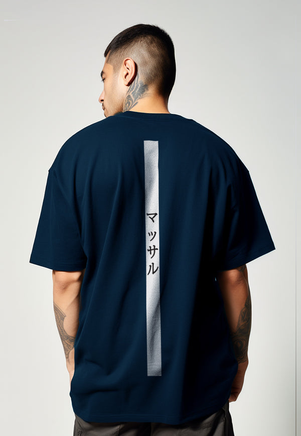 MTV89 Kaos Oversize Gym Scuba Drifit Gambar Punggung "muscle katakana" navy