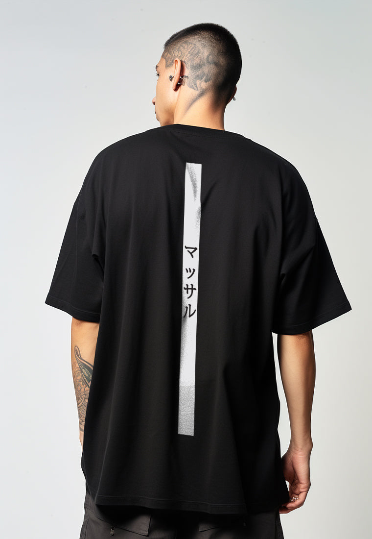 MTV90 Kaos Oversize Gym Scuba Drifit Gambar Punggung "muscle katakana" hitam