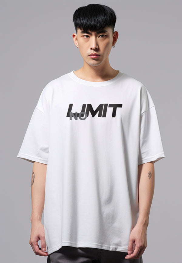 MTV95 Kaos Oversize Pria Bahan Tebal Scuba "limit" putih