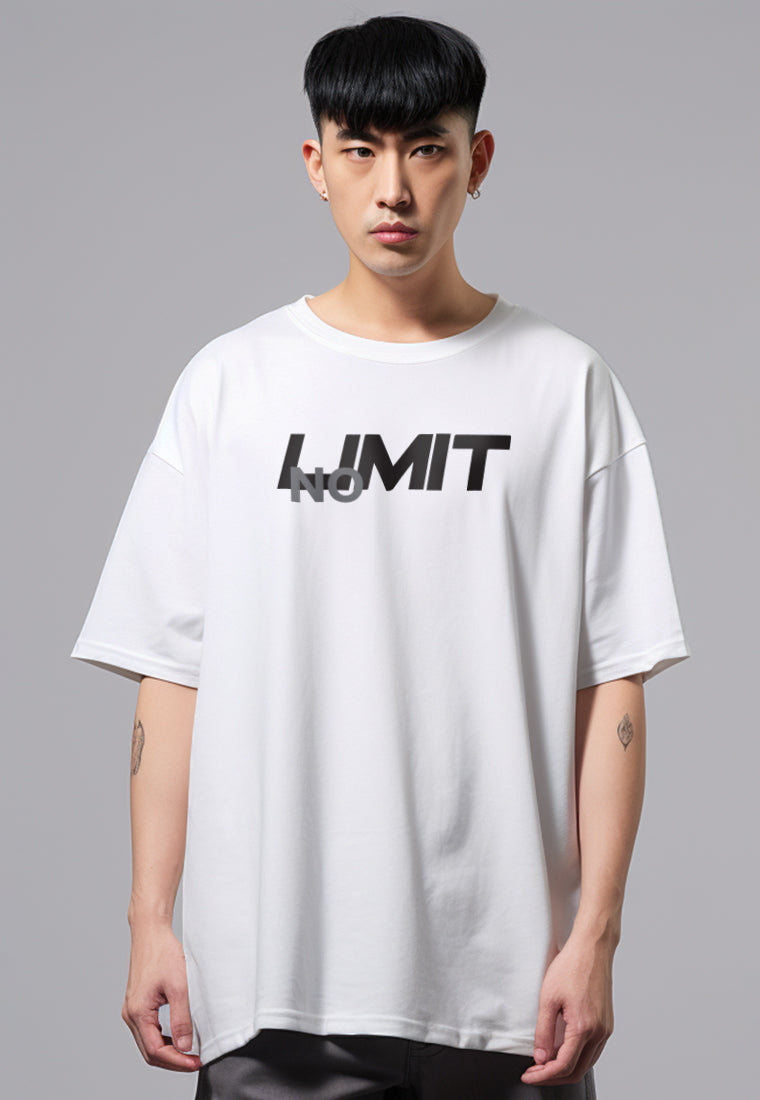 MTV95 Kaos Oversize Pria Bahan Tebal Scuba "limit" putih