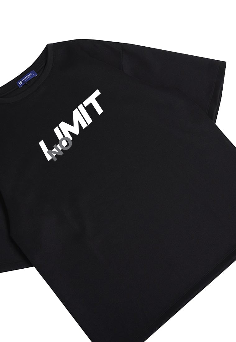 MTV96 Kaos Oversize Pria Bahan Tebal Scuba "limit" hitam