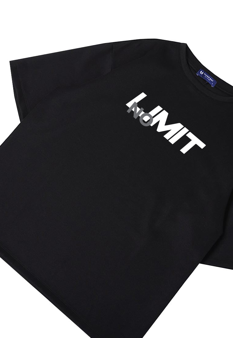 MTV96 Kaos Oversize Pria Bahan Tebal Scuba "limit" hitam