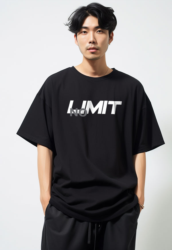 MTV96 Kaos Oversize Pria Bahan Tebal Scuba "limit" hitam