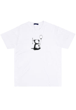 MTW03 Kaos Pria Tangan Pendek Instacool "sitting teddy bear" putih
