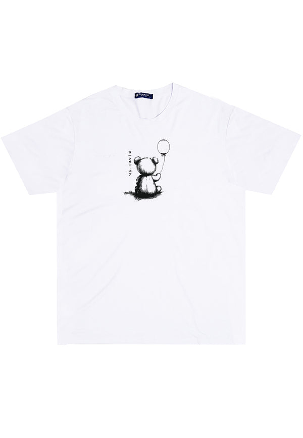 MTW03 Kaos Pria Tangan Pendek Instacool "sitting teddy bear" putih