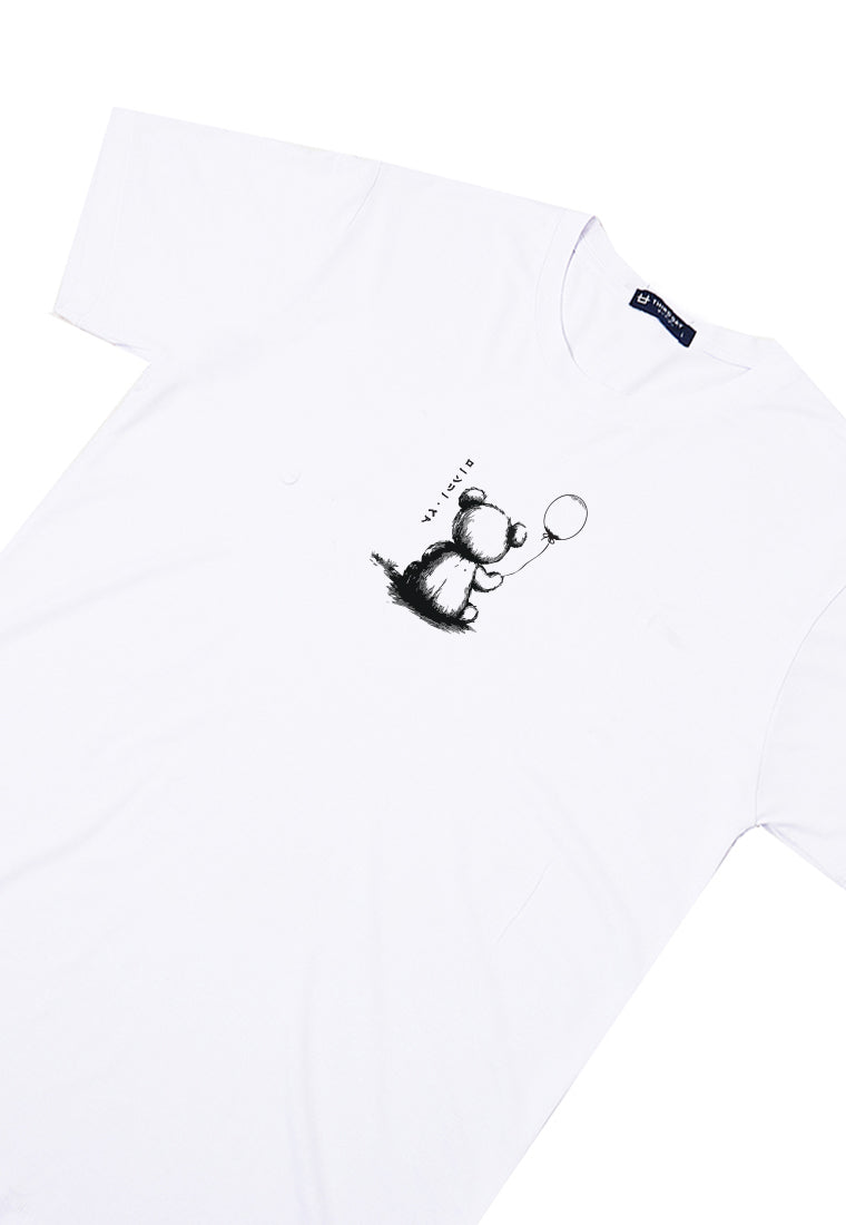 MTW03 Kaos Pria Tangan Pendek Instacool "sitting teddy bear" putih