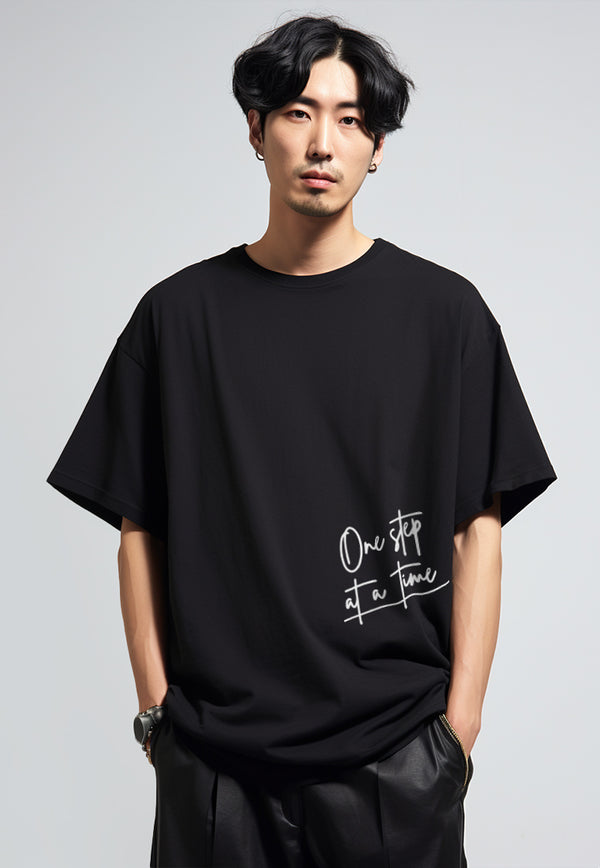 MTW04 kaos oversize keren scubalux "one step at a time" hitam