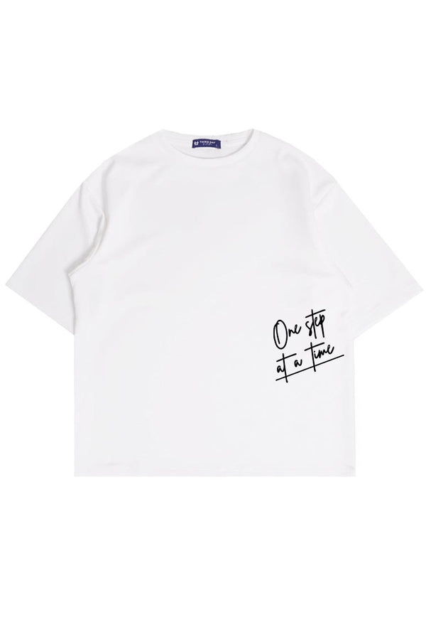 MTW05 kaos oversize keren scubalux "one step at a time" putih