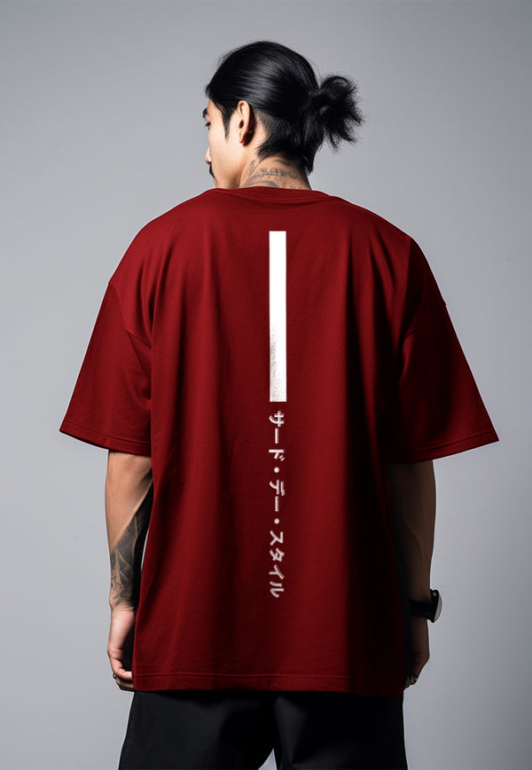 MTW08 Kaos Oversize Gambar Belakang Scubalux "katakana thdy up" maroon