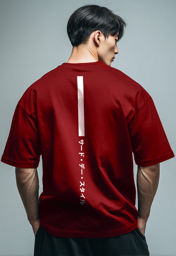 MTW08 Kaos Oversize Gambar Belakang Scubalux "katakana thdy up" maroon
