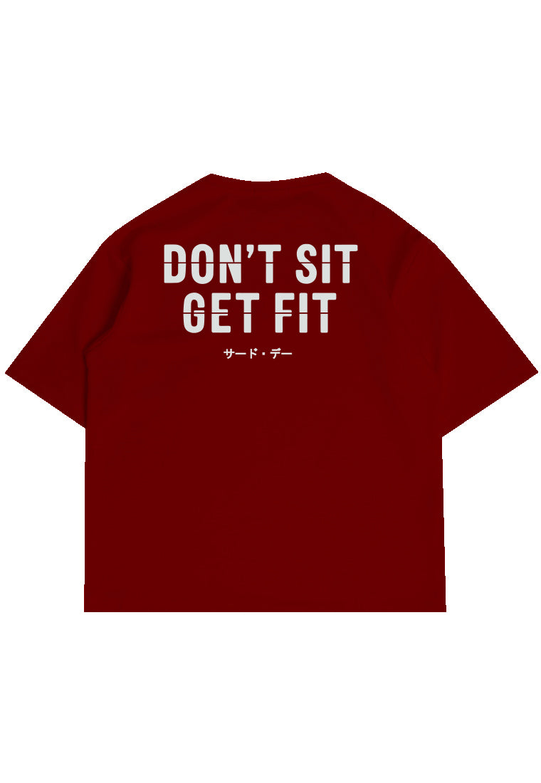 MTW14 Kaos Oversize Gym ScubaLux Tebal "get fit" maroon