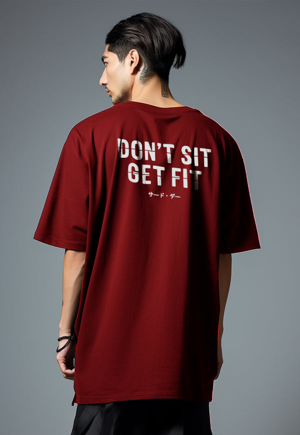 MTW14 Kaos Oversize Gym ScubaLux Tebal "get fit" maroon