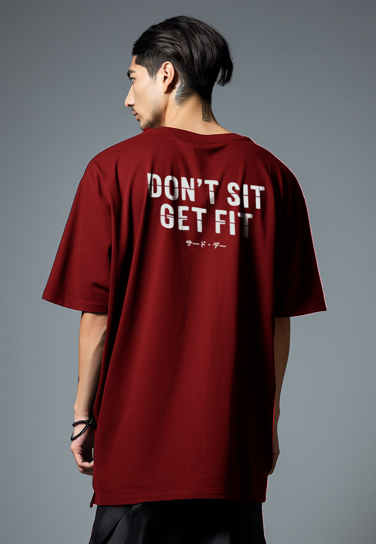 MTW14 Kaos Oversize Gym ScubaLux Tebal "get fit" maroon
