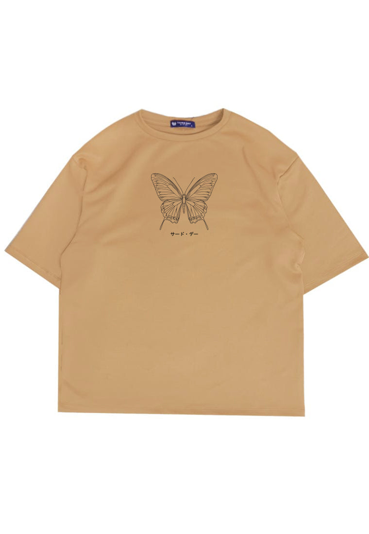 MTW15 Kaos Butterfly Kupu Kupu Oversize Tebal Scuba khaki