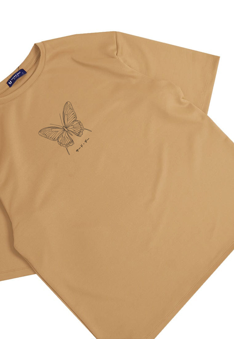MTW15 Kaos Butterfly Kupu Kupu Oversize Tebal Scuba khaki