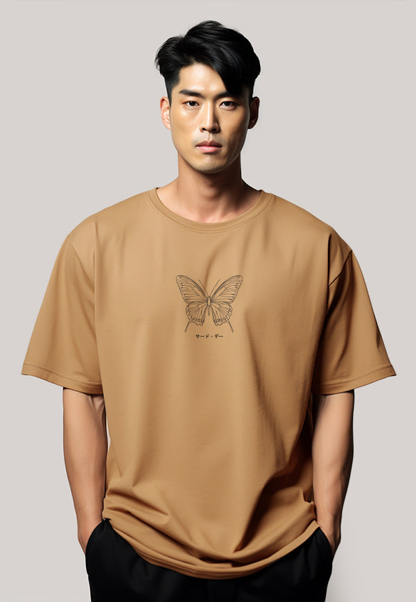 MTW15 Kaos Butterfly Kupu Kupu Oversize Tebal Scuba khaki