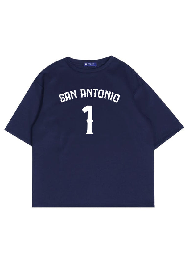 MTW20 kaos baju basket basketball t shirt oversize bahan tebal scuba "fsan antonio 1" navy