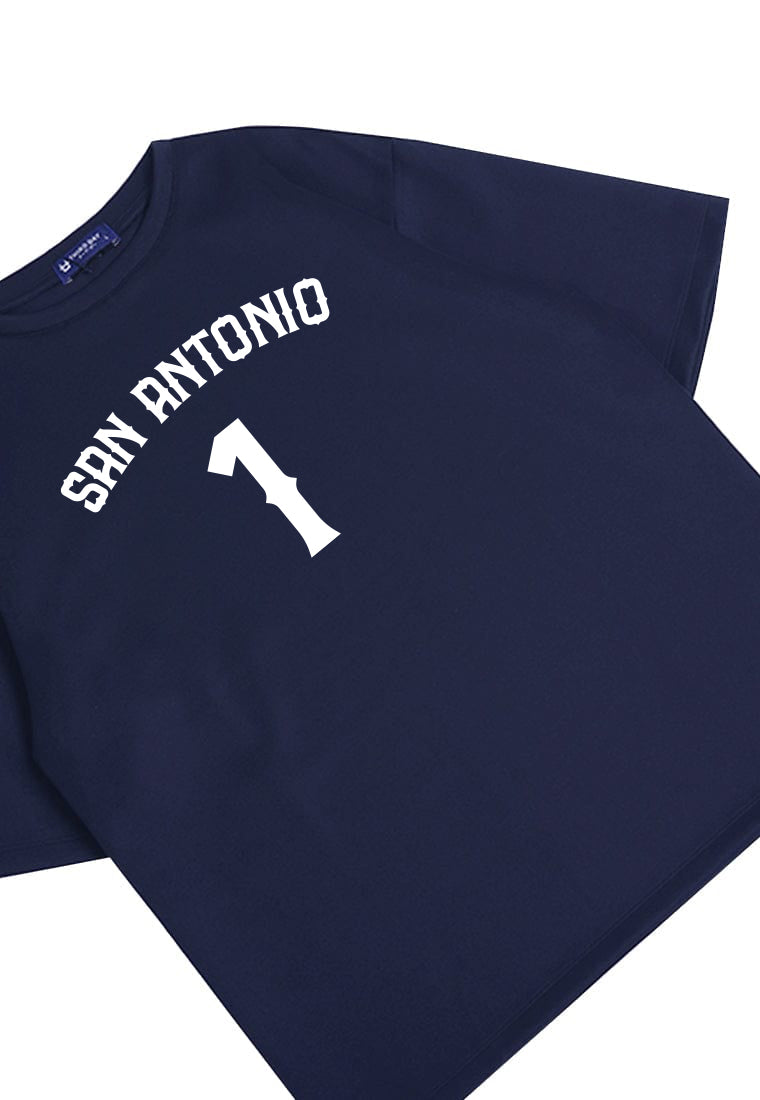 MTW20 kaos baju basket basketball t shirt oversize bahan tebal scuba "fsan antonio 1" navy