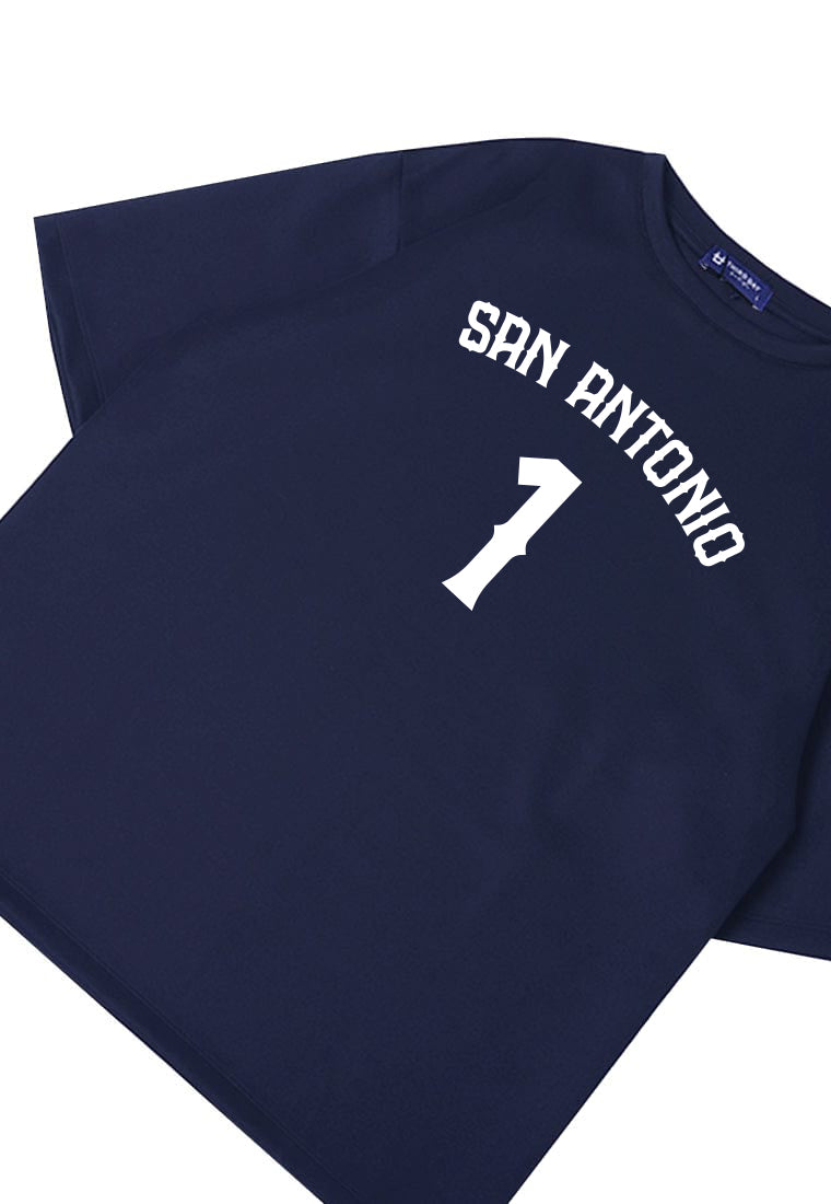 MTW20 kaos baju basket basketball t shirt oversize bahan tebal scuba "fsan antonio 1" navy