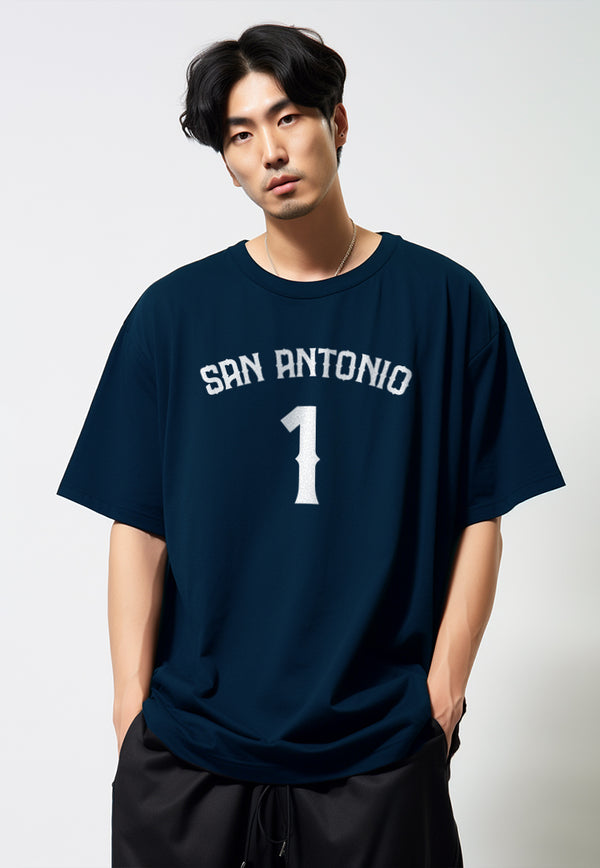 MTW20 kaos baju basket basketball t shirt oversize bahan tebal scuba "fsan antonio 1" navy