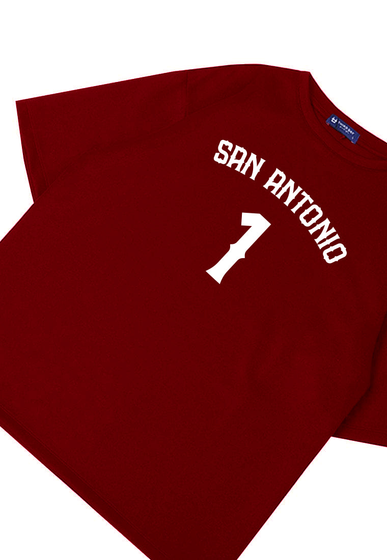 MTW22 kaos baju basket basketball t shirt oversize bahan tebal scuba "fsan antonio 1" maroon