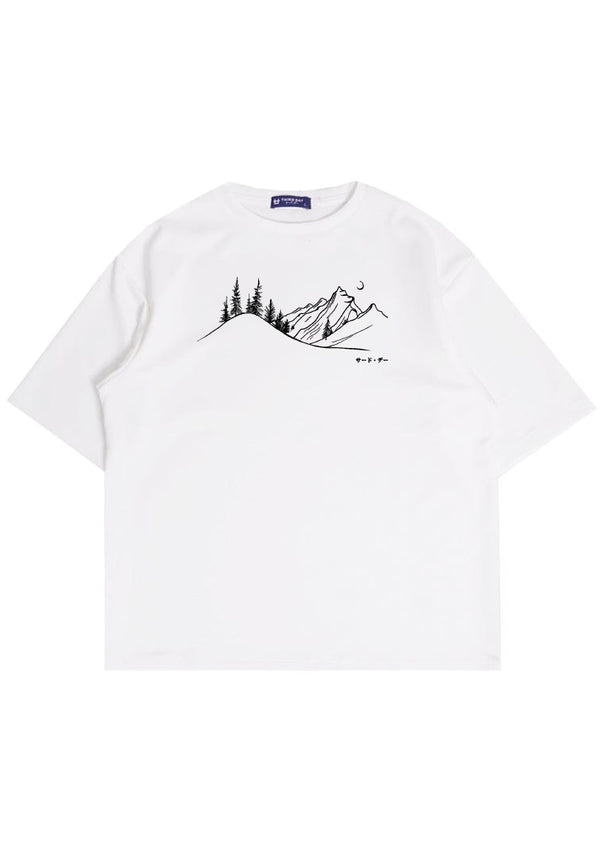 MTW25 Kaos Oversize Bahan Tebal Scubalux "landscape" putih