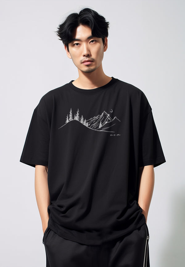 MTW26 Kaos Oversize Bahan Tebal Scubalux "landscape" hitam